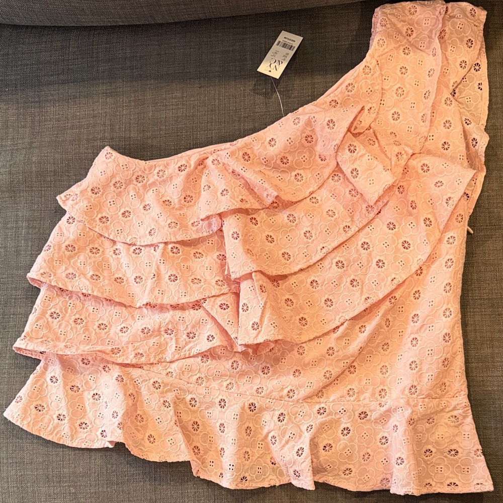 New York & Company Pink One-shoulder Top